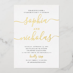 Elegant gold simple modern script engagement party