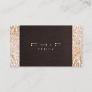 Elegant Gold Snakeskin Brown Linen Look Classy Business Card