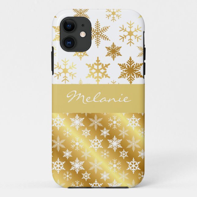 Elegant Gold Snow Flake Monogram iPhone Case (Back)