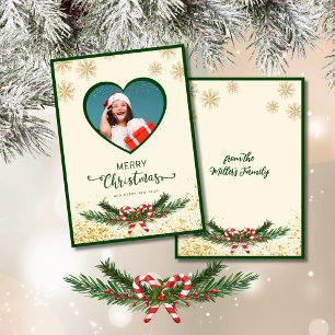 Elegant Gold Snowflake Christmas Photo greeting Holiday Card