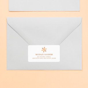 Elegant gold snowflake Christmas return address Label