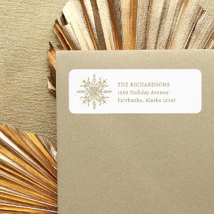 Elegant Gold Snowflake Christmas Return Address Label