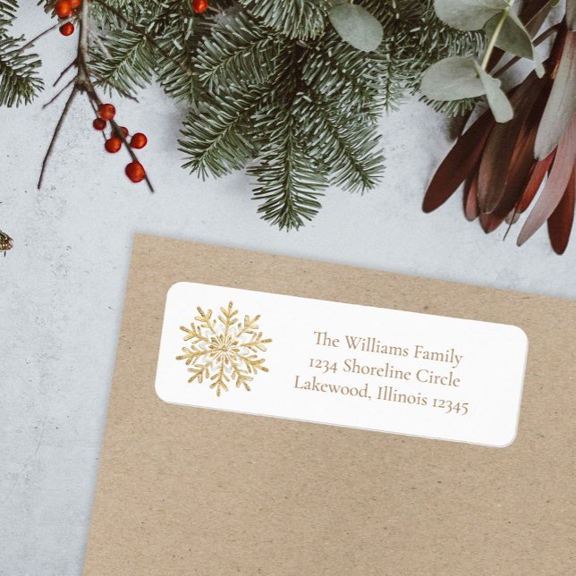 Elegant Gold Snowflake Christmas Return Address Label (Creator Uploaded)