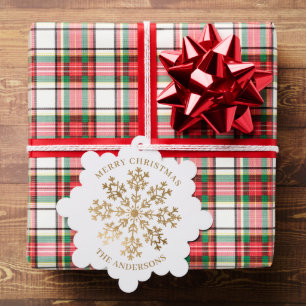 Elegant Gold Snowflake Christmas Tree Decoration Card