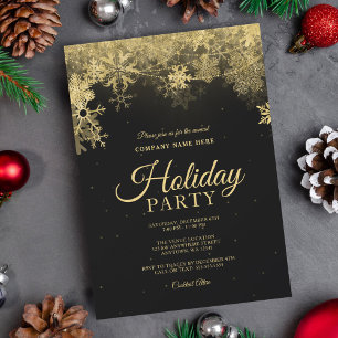 Elegant Gold Snowflake Corporate Holiday Invitation