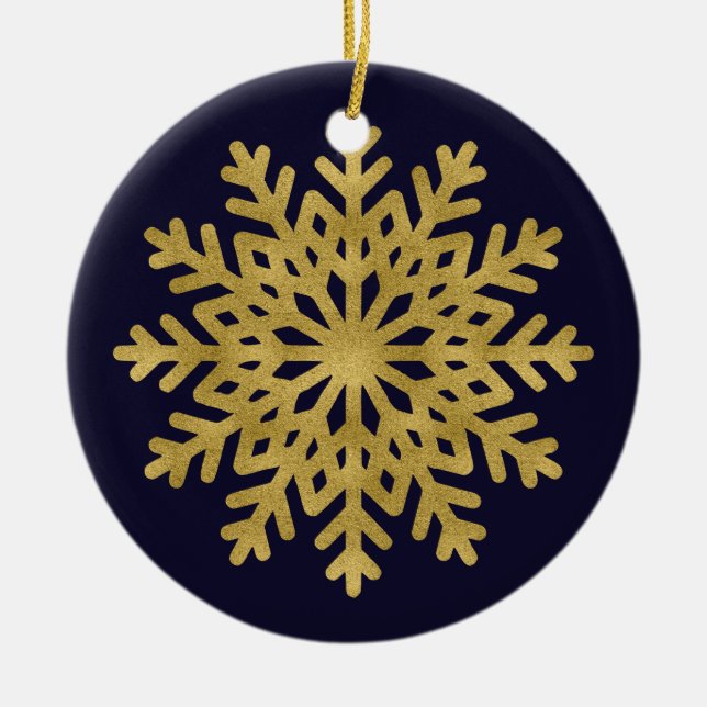 Elegant Gold Snowflake Holiday Circle Ornament (Front)