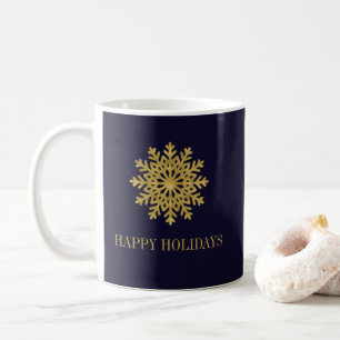 Elegant Gold Snowflake Holiday Coffee Mug