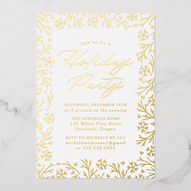 Elegant Gold Snowflake Holiday Party (Front)