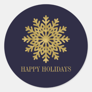 Elegant Gold Snowflake Holiday Sticker