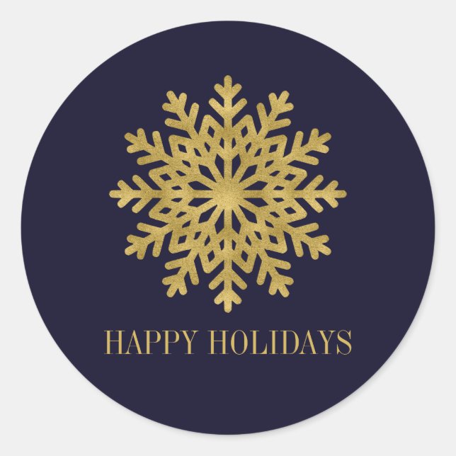 Elegant Gold Snowflake Holiday Sticker (Front)
