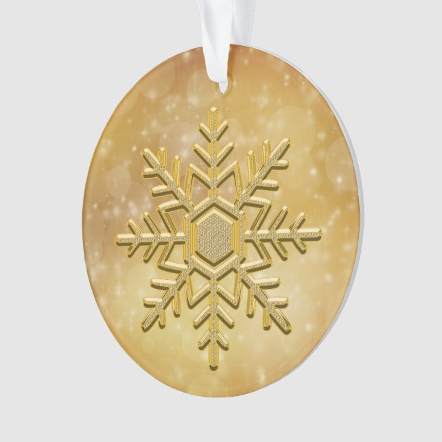 Elegant Gold Snowflake Ornament (Front)