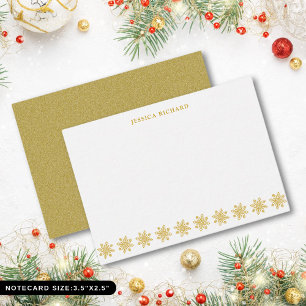 Elegant Gold Snowflake Personalised Note Card