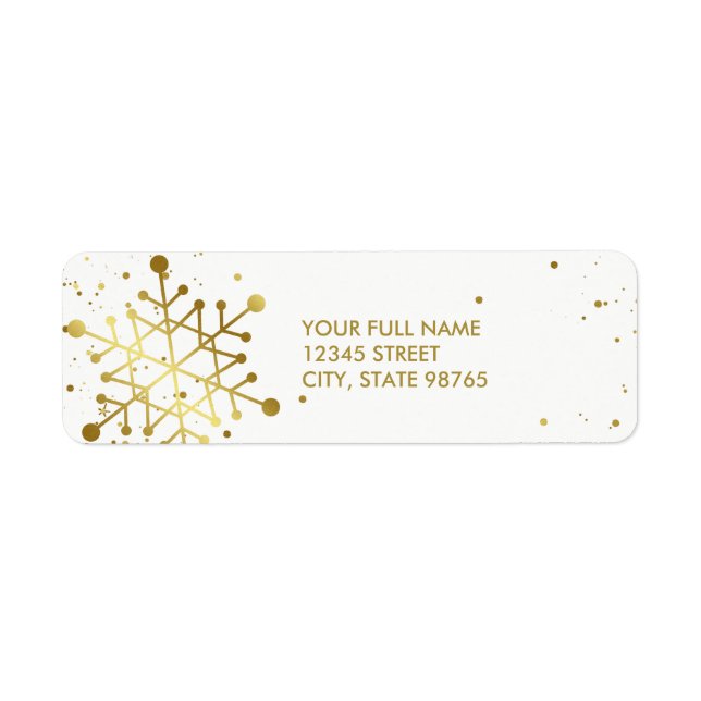 Elegant Gold Snowflake Return Address Labels (Front)