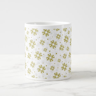 Elegant Gold Snowflake Winter Pattern Large Coffee Mug