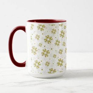 Elegant Gold Snowflake Winter Pattern Mug