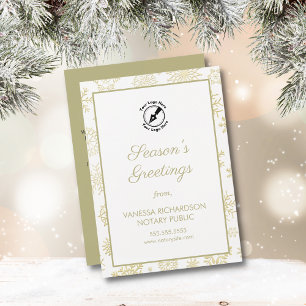 Elegant Gold Snowflakes Business Logo Notary Postcard