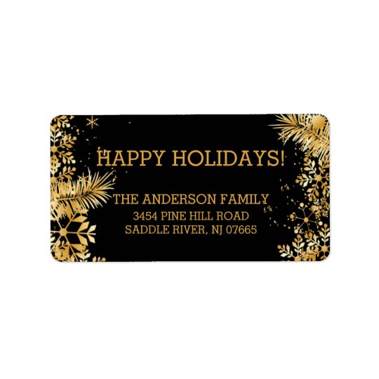 Elegant Gold Snowflakes Christmas Return Address Address Label