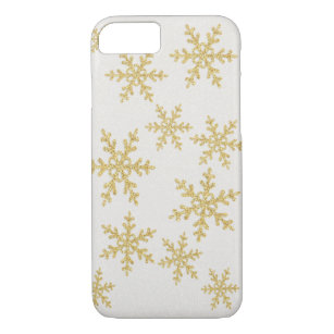 Elegant Gold Snowflakes On White Glittery iPhone 8/7 Case
