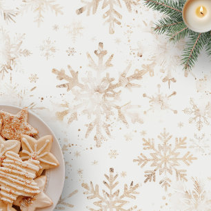 Elegant Gold Snowflakes Winter Themed Christmas Tablecloth