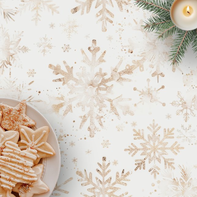 Elegant Gold Snowflakes Winter Themed Christmas Tablecloth (Creator Uploaded)