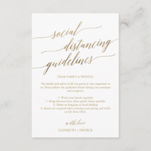 Elegant Gold Social Distancing Guidelines Wedding Enclosure Card