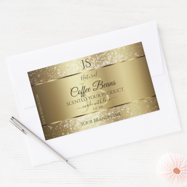 Elegant Gold Soft Glitter Monogram Product Labels (Envelope)