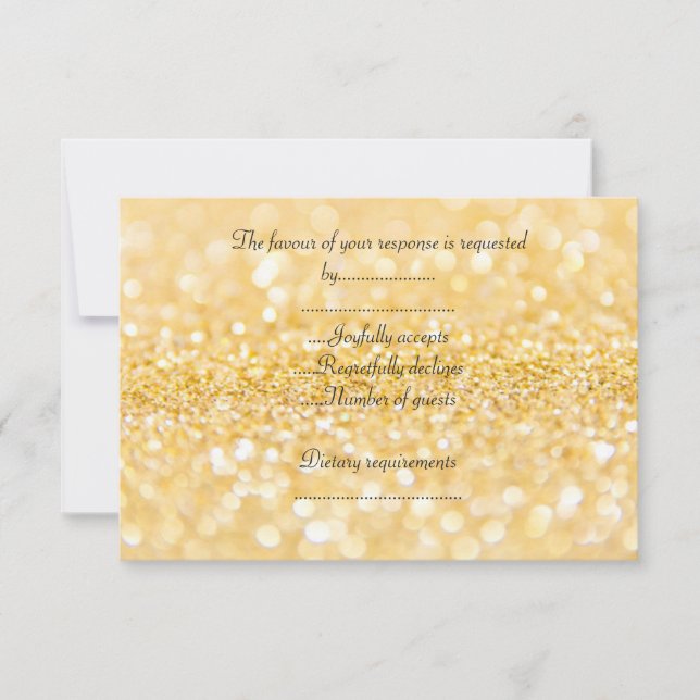 ELEGANT Gold sparkle ALL OCCASION RSVP Card (Front)