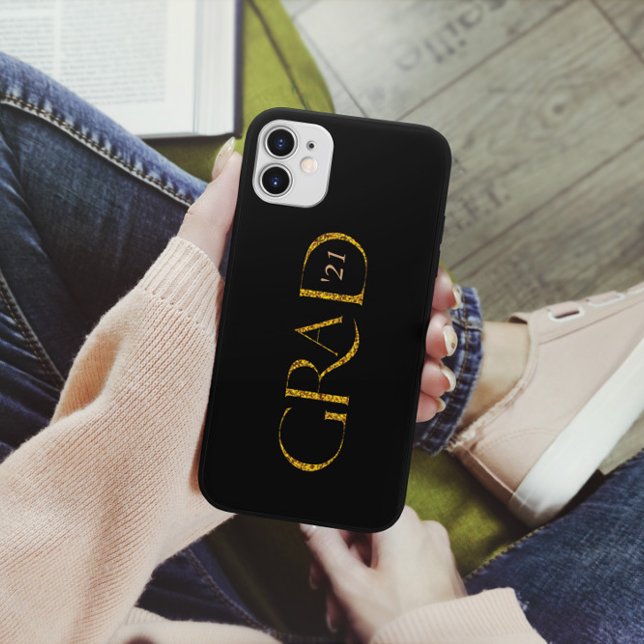 Elegant Gold Sparkle Personalised Script Grad Case-Mate iPhone Case (Creator Uploaded)