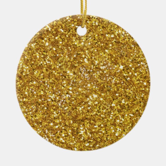 Elegant gold sparkles  ceramic ornament (Front)