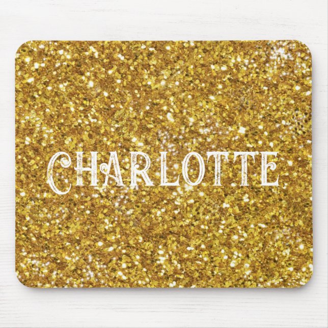 Elegant gold sparkles glitter personalise mouse pad (Front)