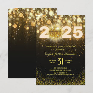 Elegant Gold Sparkles New Years Eve Party Invitation