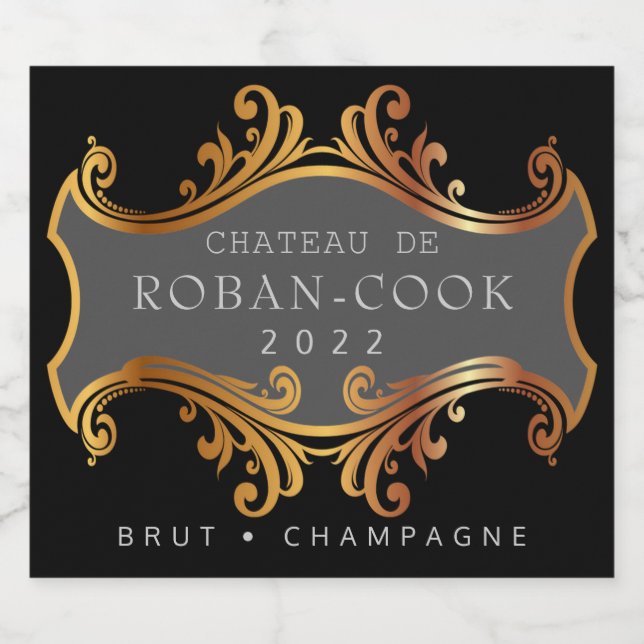 Elegant Gold  Sparkling Wine Label (Single Label)