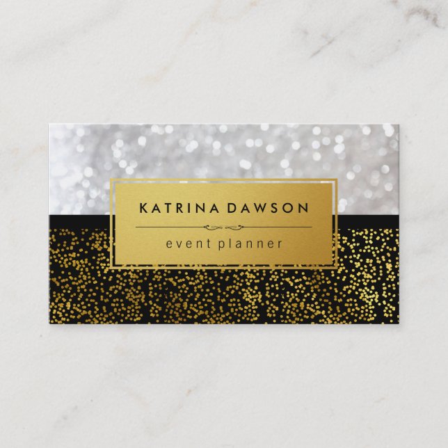 Elegant Gold Specks with Bokeh Business Card (Front)