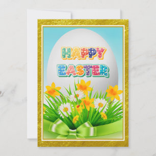 Elegant Gold Spring Floral Easter Sunday Holiday Invitation