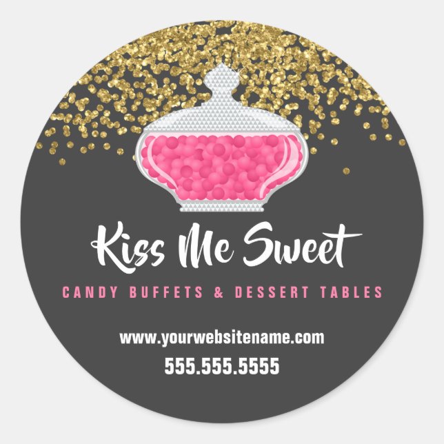 Elegant Gold Sprinkles Candy Dessert Buffet Classic Round Sticker (Front)