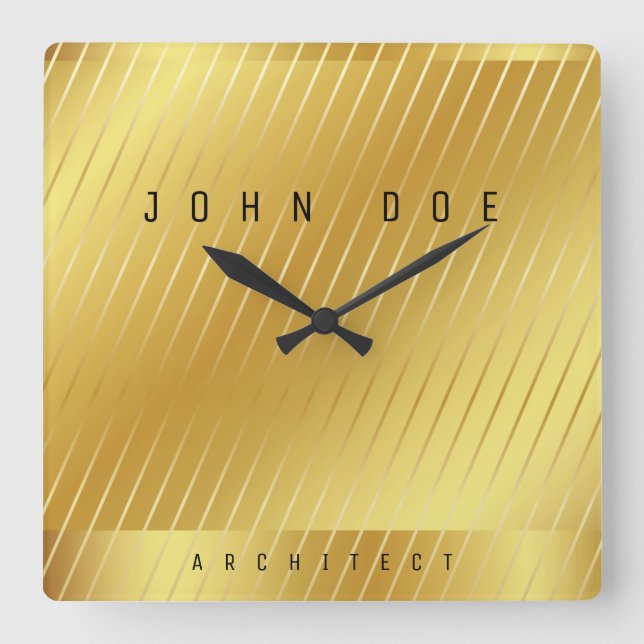 Elegant Gold Square Acrylic Wall Clock (Front)