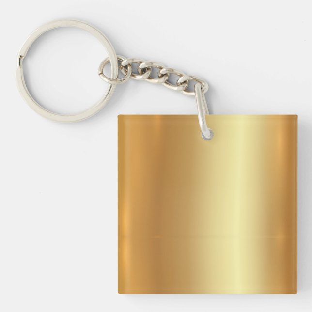 Elegant Gold Square Single Sided Blank Template Key Ring (Front)