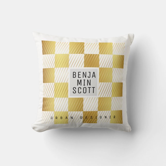 Elegant Gold Square Throw Pillow (Front)