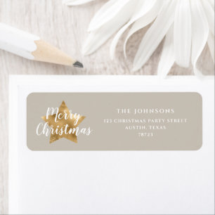 Elegant Gold Star Christmas Return Address Return Address Label