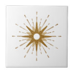 Elegant Gold Starburst  Ceramic Tile<br><div class="desc">Elegant tile with a retro gold starburst serving as the central focal point, complimented by modern starburst design elements. Simple, clean design; one design of a coordinating collection. Create your own custom design by using the fields provided, or use the "message" button to contact the designer for help. To create...</div>