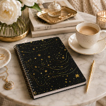 Elegant Gold Starry Night Notebook