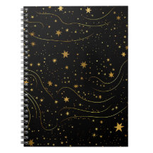 Elegant Gold Starry Night Notebook