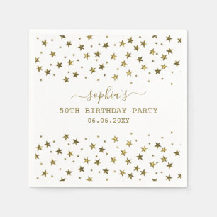 Elegant Gold Stars 50th Birthday Party Napkin