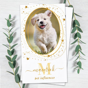 Elegant Gold Stars Social Media Photo Monogram  Business Card