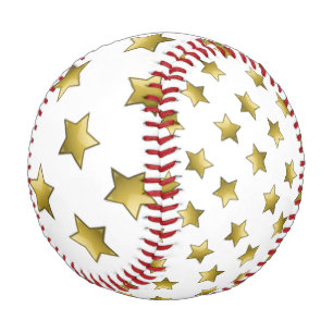 Elegant gold stars white pattern baseball