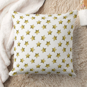 Elegant gold stars white pattern cushion