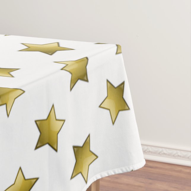 Elegant gold stars white pattern tablecloth (In Situ)
