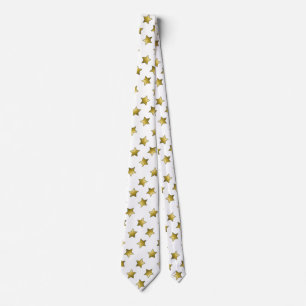 Elegant gold stars white pattern tie