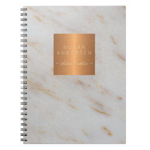 Elegant gold steel copper metallic grey marble notebook