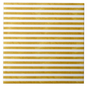 Elegant Gold Stripe -Custom Your Colour- Ceramic Tile